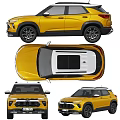 Yellow Chevrolet SUV Modern Exterior Design Shown In Front And Side Views