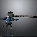 Anthropomorphic Robot Character With Blue Armor White Head And Long Weapon