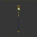 Ornate Magic Staff With Blue Green Orb And Gold Decorative Details
