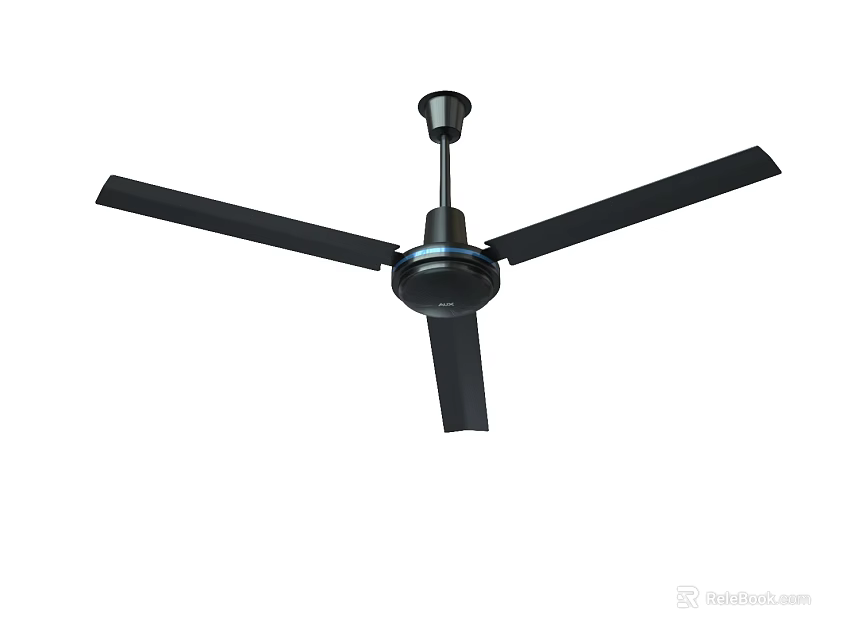 Black Modern Three Blade Ceiling Fan For Home Air Cooling And Circulation 3d model 