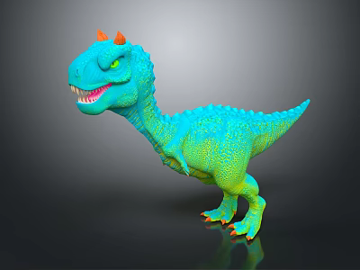 Toy Dinosaur Character With Blue Green Body Orange Horns And Claws 3d model