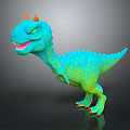 Toy Dinosaur Character With Blue Green Body Orange Horns And Claws