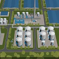 Industrial Plant With Large Storage Tanks Factory Buildings And Green Surroundings Layout