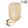 Elegant Modern Wall Lamp with Transparent Glass Shade and Illuminated White Bulb Mounted on Wall