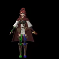 Game And Movie Character With Red Hair Red Cloak White Top Brown Belt And Boots