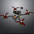 Aerospace Exploration Quadcopter Drone With Red Propellers And Sensing Equipment For Cosmic Missions