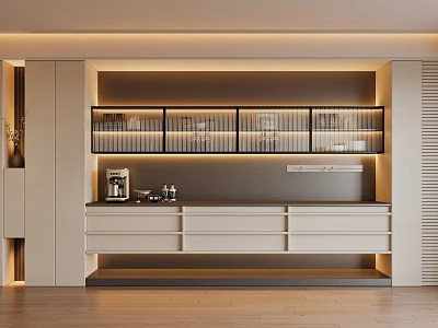 Modern Sideboard Design With Integrated Lighting And Spacious Storage Shelves Drawers 3d model