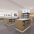 Modern Specialty Store Interior With Wooden Shelves Product Displays And Bright Lighting