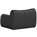 Modern Black Leather Single Sofa Featuring Vertical Ribbed Design And Rounded Armrests 3d model