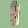 Building Wall Structure Featuring Waterproof Insulation And Structural Layers In Section View