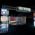 Illuminated Neon Structure With Multiple Bright Colorful Signs At Night 3d model