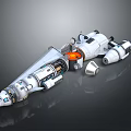 Sci Fi Spaceship 3D Model With White Body Orange Components And Mechanical Design 3d model