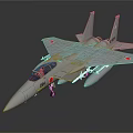 Fighter Jet Model With White Body Red Markings And Missiles On
