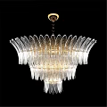 Elegant Modern Crystal Chandelier With Feather Shaped Glass Design And Illuminated Light