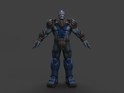 Game And Movie Character Blue Skinned Muscular Armored Warrior With Detailed Armor 3d model