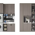 Modern Bathroom Cabinetry With Washing Machine Sink Shelves And Storage Space