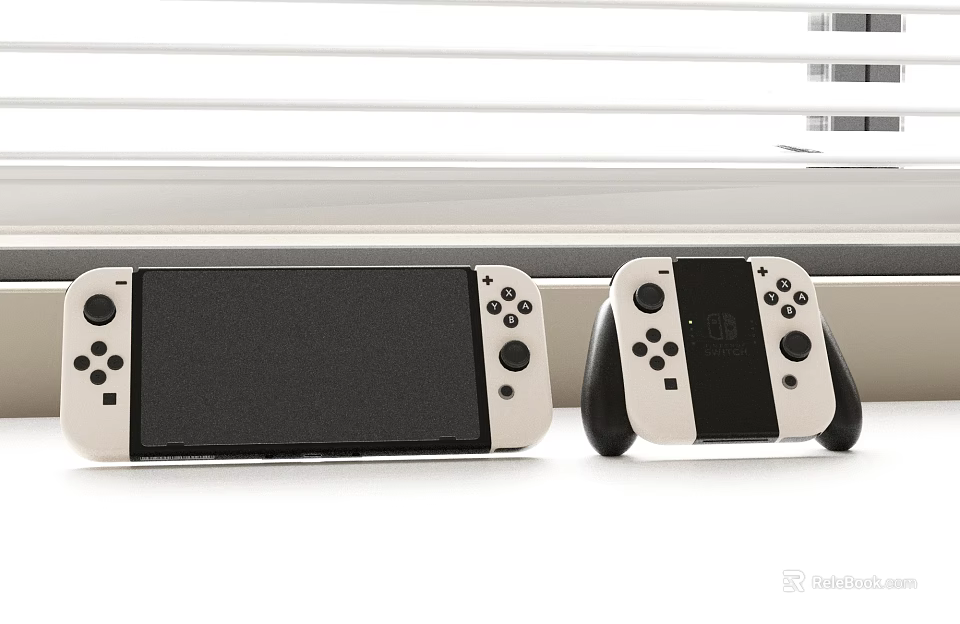 White Nintendo Switch Gaming Console With Detachable Joy Con Controllers 3d model 