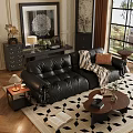 Leather Sofa And Wooden Coffee Table Set With Throw Blanket Accent Pillow In Living Room