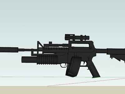 Modern Tactical Assault Rifle With Scope Barrel Handguard Magazine And Stock 3d model