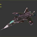 Dark Colored Fighter Jet With Red Star Markings Pointed Nose Number 102 3D Render