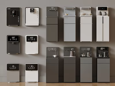 Modern Water Dispensers In Black White Gray With Countertop And Standing Styles 3d model