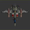 Aerospace Spacecraft Design With Red Silver Blue Sections And Engine Components