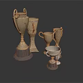 Ornate Metal Award Trophies Collection With Various Designs And Decorative Bases