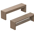Wooden Shoe Bench With Simple Design And Two Different Styles For Entryway 3d model