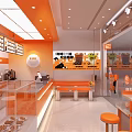 Modern Mo Coffee Shop Interior Design With Orange White Tones Counter And Lighting