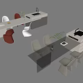 Modern Dining Table Set With Glass Top And Stylish Chairs Design 3d model