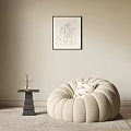 Cream Style Single Sofa Lazy Sofa Middle Lamb Velvet Sofa 3d model