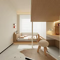 Modern Kids Room Interior Design With Bunk Bed Desk Chair And Rabbit Patterned Rug