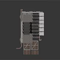 Modern Structural Frame With Concrete Wall And Metal Grid Pattern