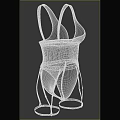 Stylish Black Mesh Striped Bodysuit Clothing With Straps And Leg Straps