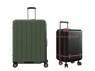 Two Stylish Suitcases With Modern And Vintage Designs And Wheels 3d model