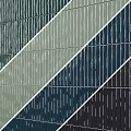 Multicolored Striped Tile Wall With Geometric Sections And White Lines