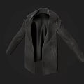Stylish Black Long Lapel Leather Coat Modern Fashion Outerwear Design