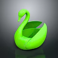 Vibrant Green Swan Shaped Decorative Container With Smooth Glossy Surface