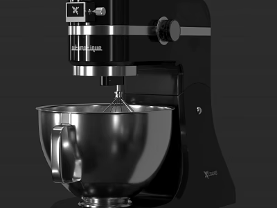 Black Stand Mixer Kitchen Appliance With Metal Mixing Bowl And Modern Design 3d model