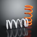 White And Orange Spiral Coil Springs With Industrial Design Features For Machinery Use