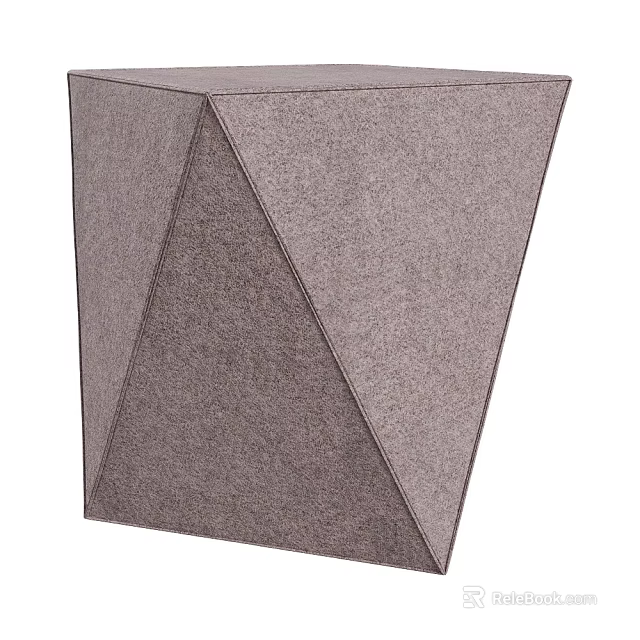Modern Geometric Gray Side Table with Textured Fabric Surface and Contemporary Design 3d model 