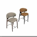 Modern Bar Stools With Wooden Frames Leather Brown And Beige Upholstered Comfortable Seats
