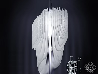 Unique Shaped Pendant Light Modern White Layered Design With Dynamic Light Projection And Curved Structure 3d model
