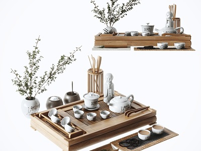 New Chinese Tea Set Tea Set 3d model