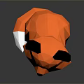 Low Poly Style Orange Fox Figurine With White Ears Black Paws And Dark Background Reflection 3d model