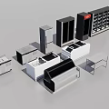 Modern Kitchen Appliances Collection Including Refrigerator Stove Sink And Cabinet