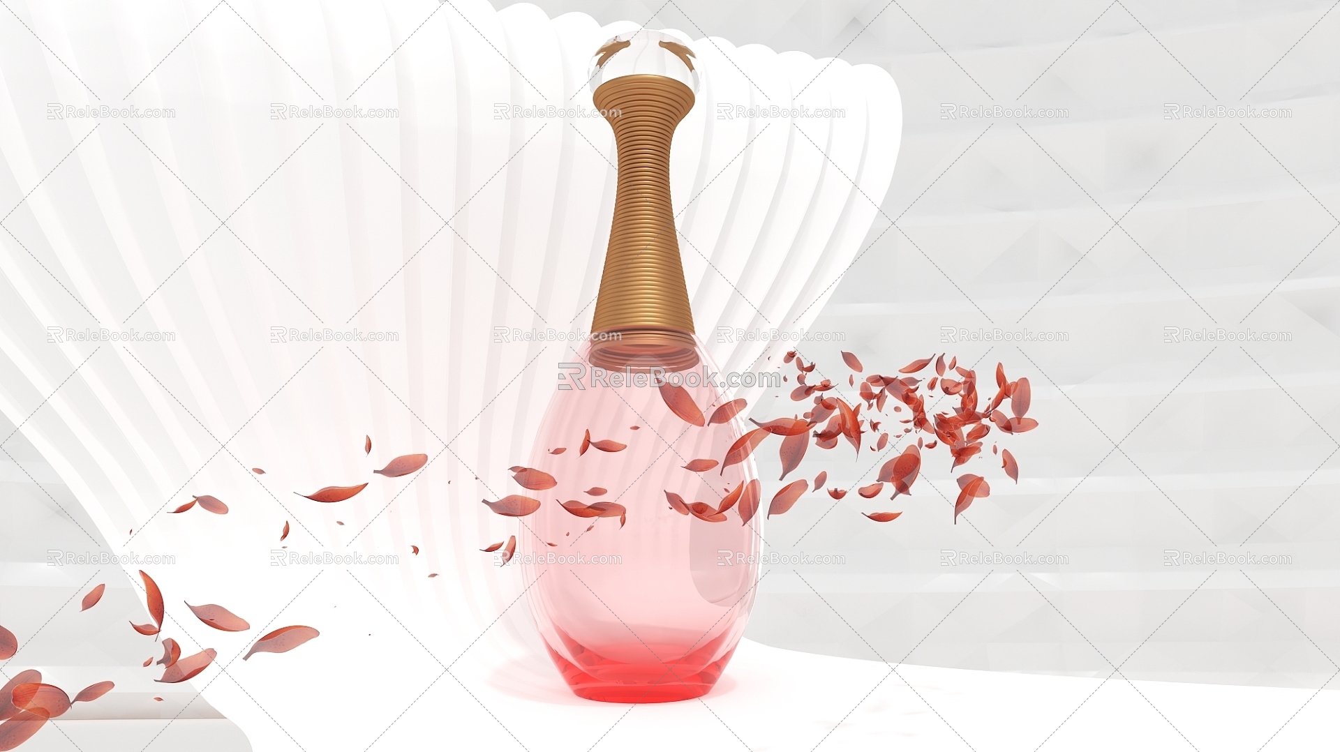 cosmetics cosmetics cosmetics glass bottle petals 3d model