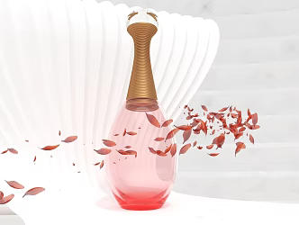 cosmetics glass bottle petals 3d model