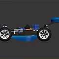 Blue And Black RC Racing Car Model With Large Wheels Rear Spoiler And Engine