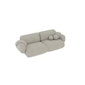 Light Gray Fabric Two Seater Sofa With Rounded Armrests And Round Cushions 3d model